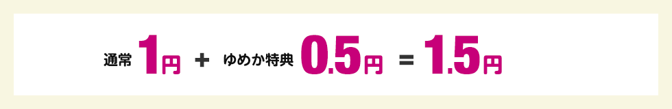 通常 1円 + ゆめか特典 0.5円 = 1.5円